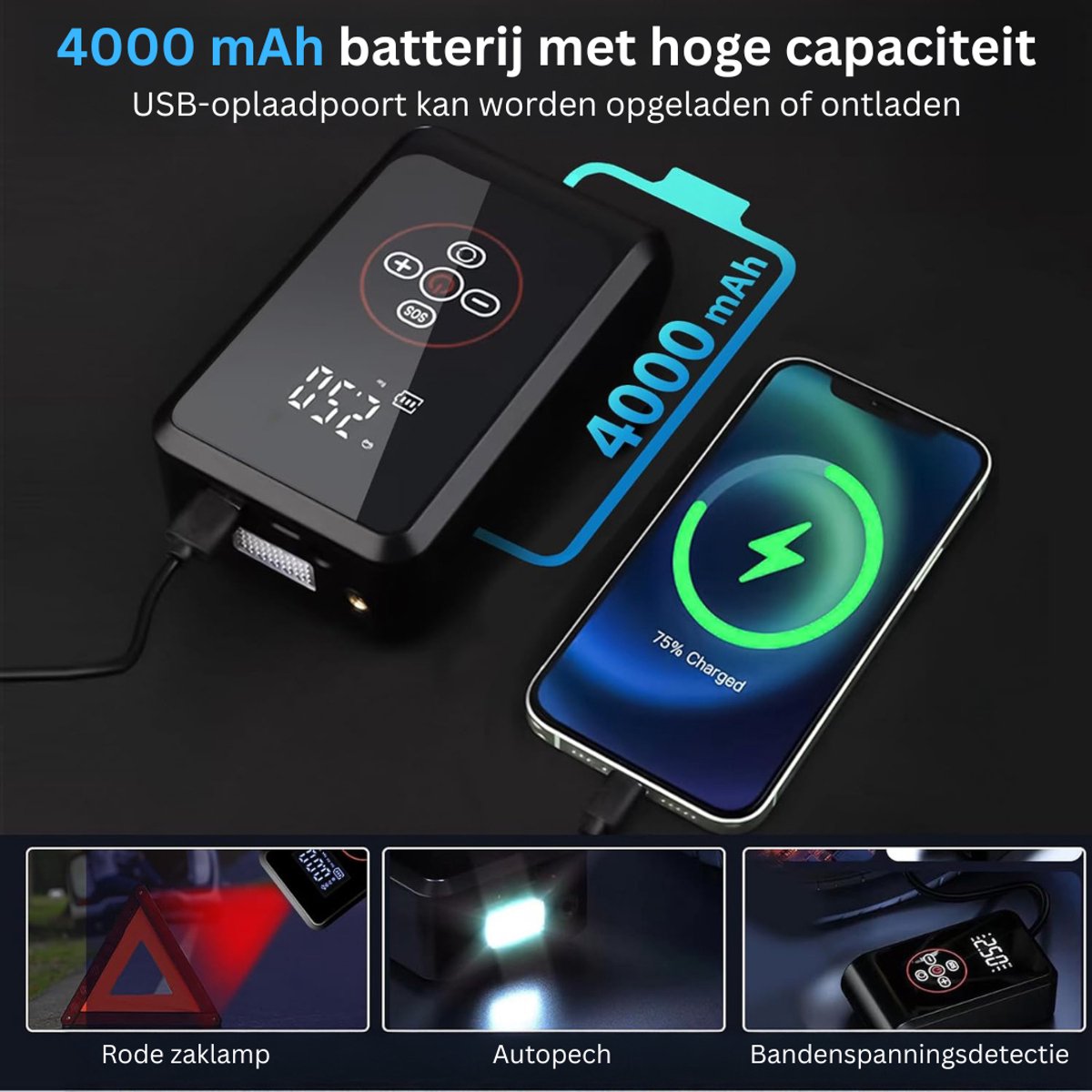 Autobanden Pomp - Elektrische Fietspomp - Compressor - Luchtcompressor thumbnail 2