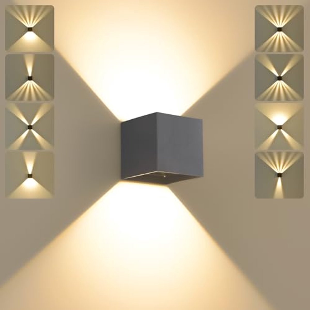 Moderne led-wandlamp voor binnen en buiten, 12 W, warmwit, IP65, instelbare stralingshoek, perfect voor tuin en entree