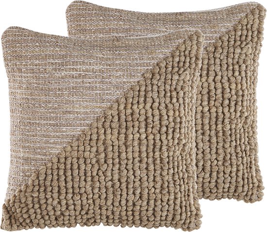Beliani ASLANAPA - Lot de 2 Sierkussen - beige - coton