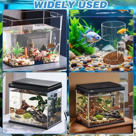 2-Stuks Voederautomaat voor aquarium - Drijvende ring met anti-drift voederautomaat - Voederautomaat voor aquarium met zuignap - Ronde voederautomaat - Geschikt voor het voeren van schildpadden en garnalen, aquariumvoeding - Transparant — afbeelding 4