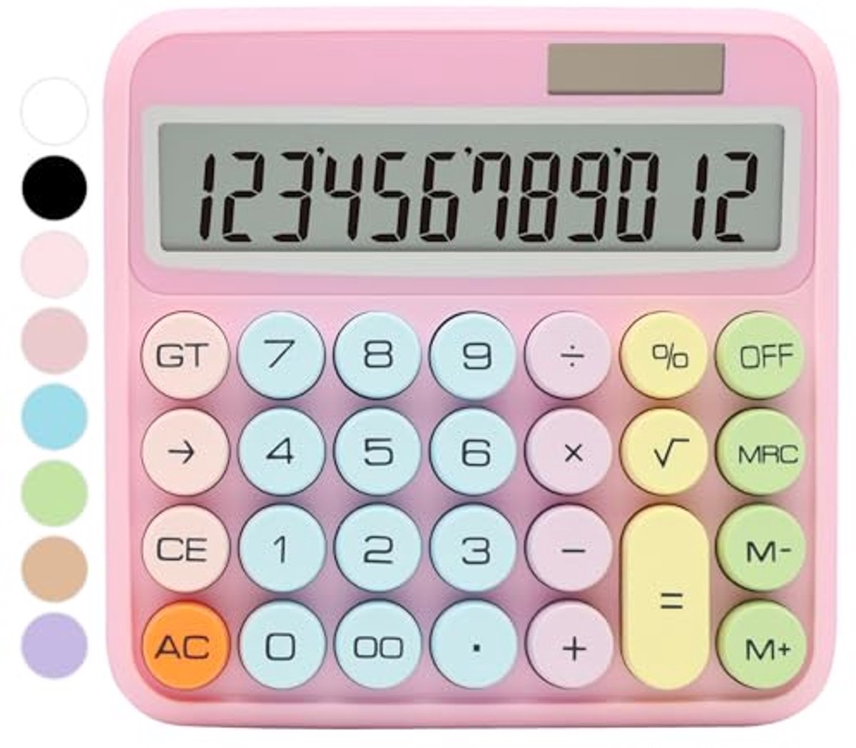 Standaard Roze Rekenmachine met 12 Cijfers, Groot LCD Scherm en Grote Knoppen - Leuk Kantooraccessoire voor Dames
