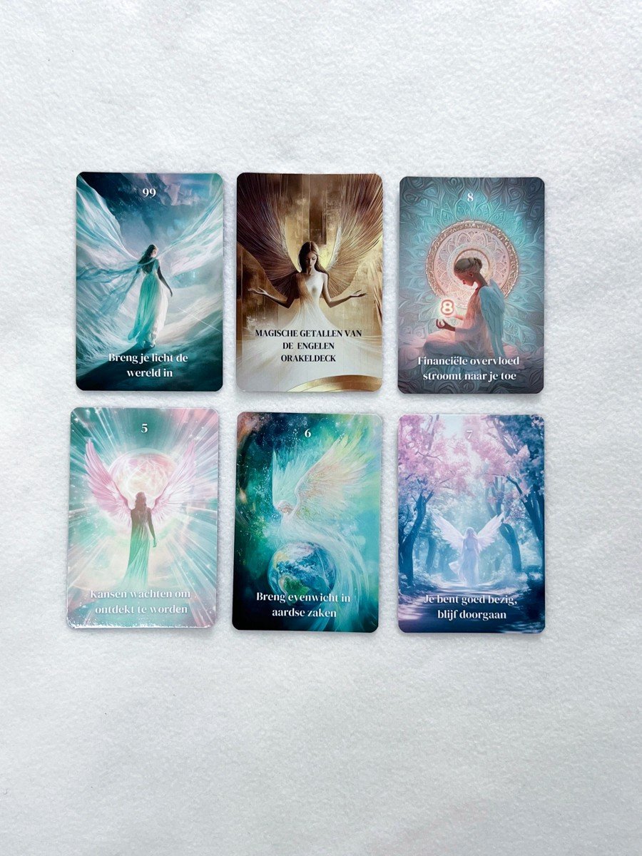 Omslag van Magische Getallen van de Engelen – Orakelkaarten met dubbele getallen, affirmaties & engelenenergie – Spirituele kaartenset van Siska Schotanus-Folkerts Nederlands