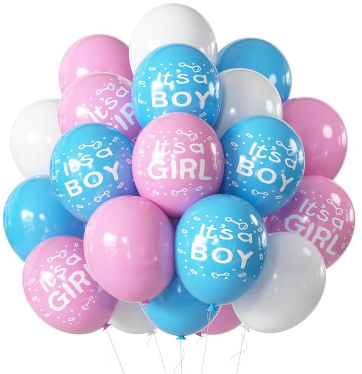 Genderreveal ballonnen set 25-delig - gender reveal - babyshower - boy or girl - baby - zwanger - geboorte - decoratie - ballon