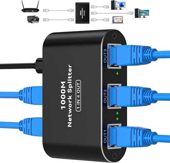 Netwerk Switch 4 poorts 1000Mbps - Gigabit RJ45 Ethernet Switch met USB ...