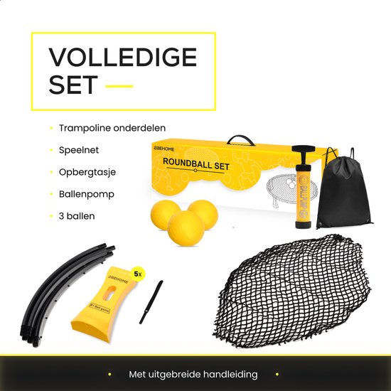 Roundnet 970980 Complete set voor onmiddellijke start, incl. 3 ballen, balpomp en draagtas, ultieme plezierfactor voor jong en oud Roundnet 970980 Complete set voor onmiddellijke start, incl. 3 ballen, balpomp en draagtas, ultieme plezierfactor voor jong en oud