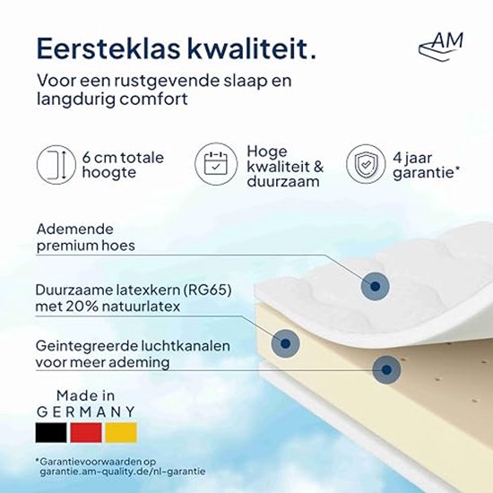 Latex Topper 160x200 cm - Hoogwaardige Tencel Tijk - Antislipfunctie - Optimaal Slaapcomfort