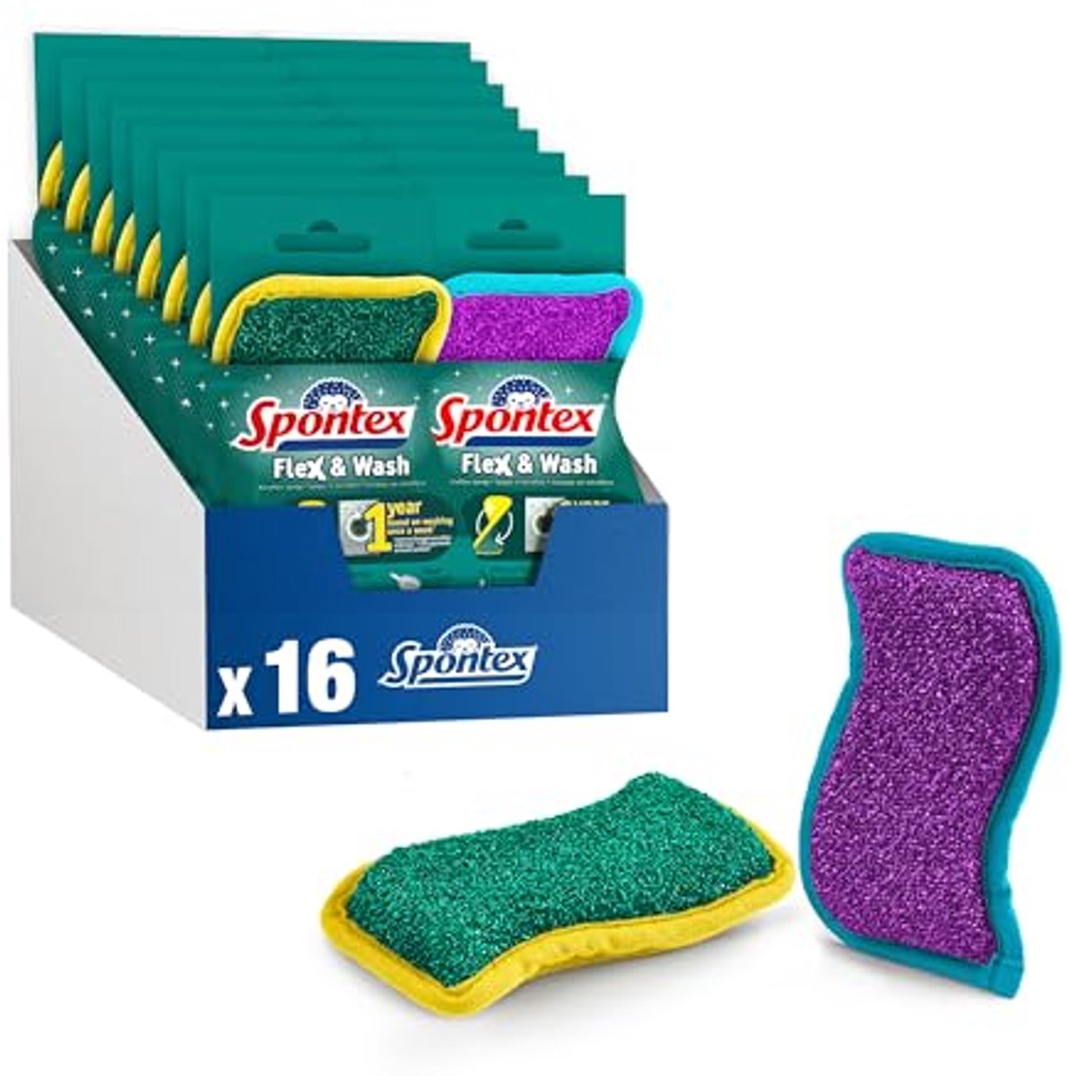 Wasbare en herbruikbare schoonmaaksponzen voor vaatwasser en wasmachine – 16 stuks