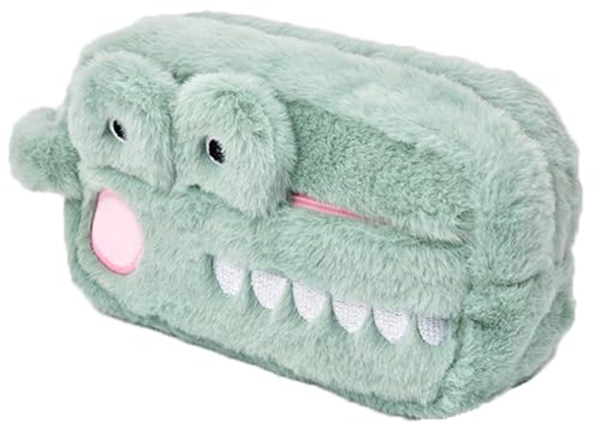 Schattig Pluche Etui met Krokodillenpatroon voor Kinderen – Grote Capaciteit, Groen