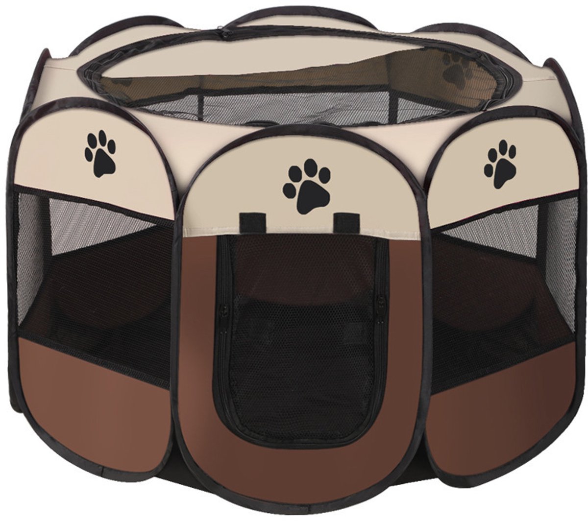 Kattenhok [Maat M] - opvouwbaar - Kattenhuis - Voordeur Met Rits - Kattenkooi - Voor Binnen en Buiten -grijs- Hondenhuis -91*91*54