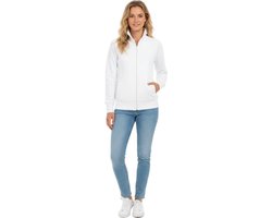 Dames Vest met Hoge Kraag - Wit - Trui - Rits - Zakken - Aansluitend - Maat XXL