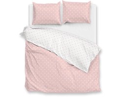 Zohome Dekbedovertrek Punta Di Cotone - Roze - Tweepersoons - Dekbedhoes van 100% Katoen - Punten - 200x220 + 2 slopen 60/70 cm