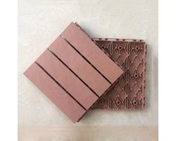 1㎡ WPC terrastegels 11 stuks massief houtlook balkontegels 30x30cm kliktegels met drainagerooster kunststof tuintegels vloer voor tuin terras balkon (bruin)