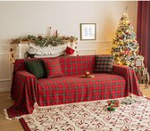 WONGS BEDDING Sprei van 240 x 260 cm, rood-groen, kerstsprei, rood patchwork, dubbelzijdige woondeken, sneeuwvlok, kerstdeken voor slaapkamer, gewatteerde deken met 2 kussenslopen van 50 x 75 cm