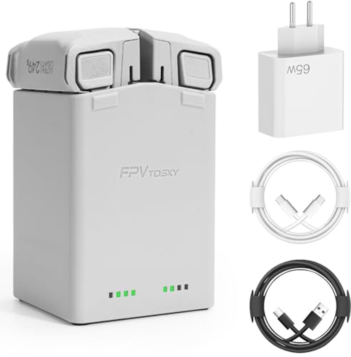 Professionele acculader voor DJI Mini 3/4 Pro - 65 W snellaadhub met dubbele accu's