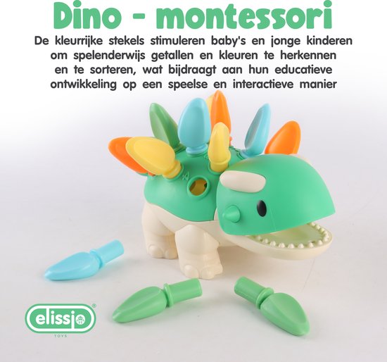 Elissio® - Fijne Motorieke Dinosaurus - Sensorisch Speelgoed - Montessori Fijne Motoriek Kinderspeelgoed vanaf 6 Maanden - Educatief Baby Speelgoed 1 Jaar - Peuter & Kleuter Speelgoed 2-3 Jaar - Cadeau voor Meisjes & Jongens van Merkloos — afbeelding 4
