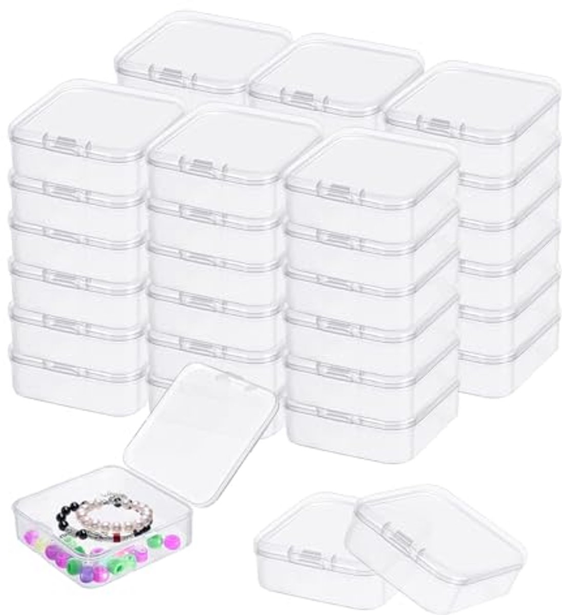 40 Stuks Kleine Kunststof Dozen - Herbruikbaar en Transparant voor Sieraden en Ringen