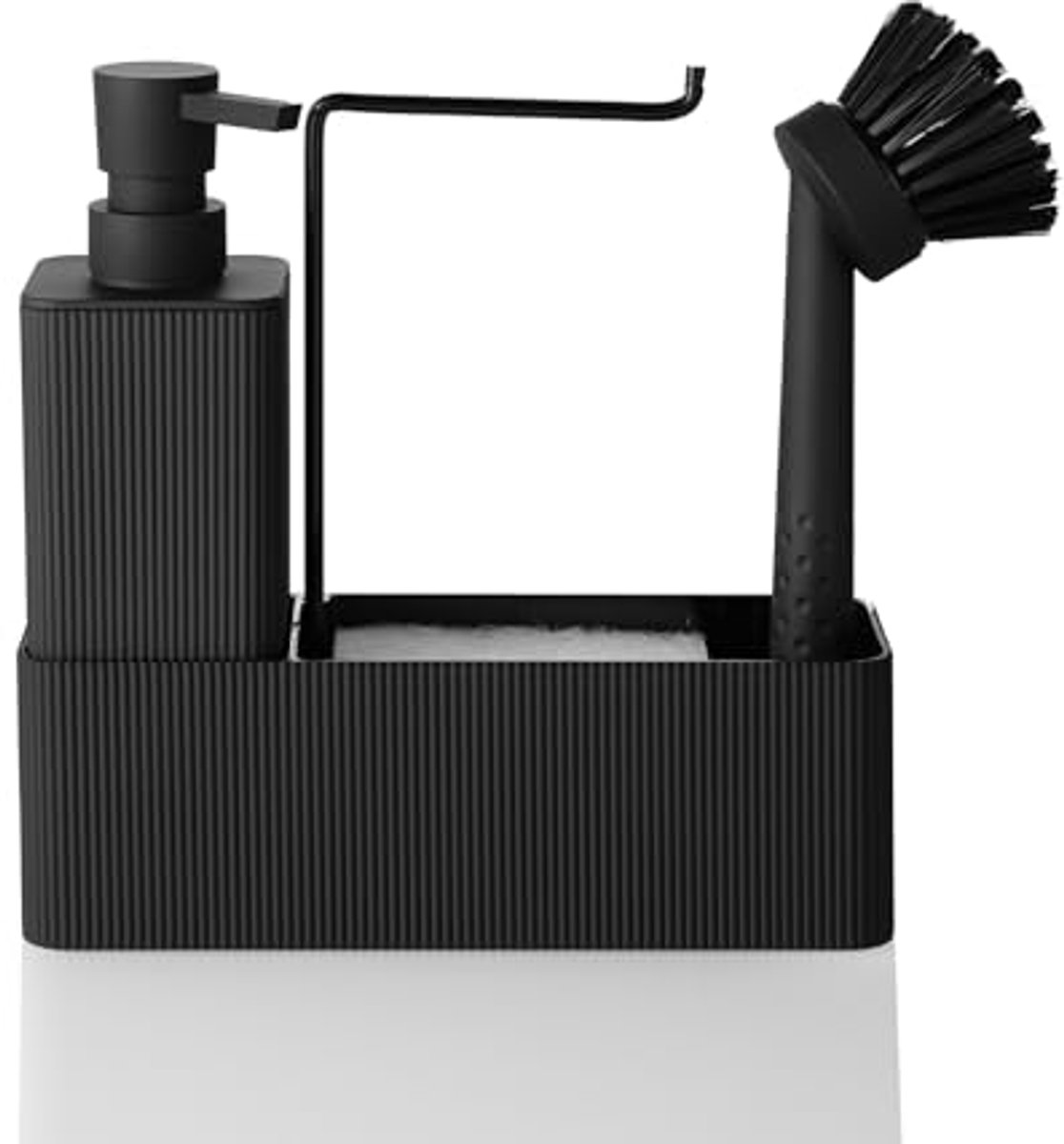Keuken Afwasmiddel Dispenser Set met Borstel en Spons - Organiser voor de Spoelbak