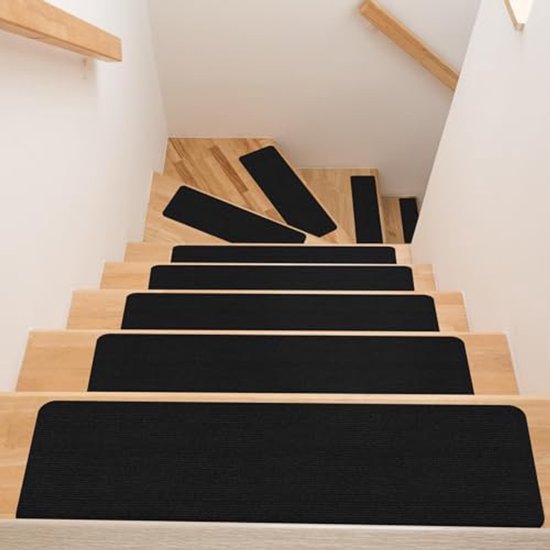 LANTUS 15-delige set voor trappen, groot, antislip, zelfklevend, voor binnen, halfrond of rechthoekig, duurzaam en gemakkelijk te reinigen, voor gebruik binnenshuis