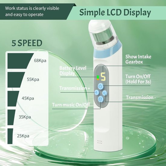 Electric Nasal Aspirator voor Baby's - 5 Suction Levels - Nasal Cleaner met Muziek en Licht Functie - 3 Silicone Tips voor Nieuwborenen en Peuters — afbeelding 5