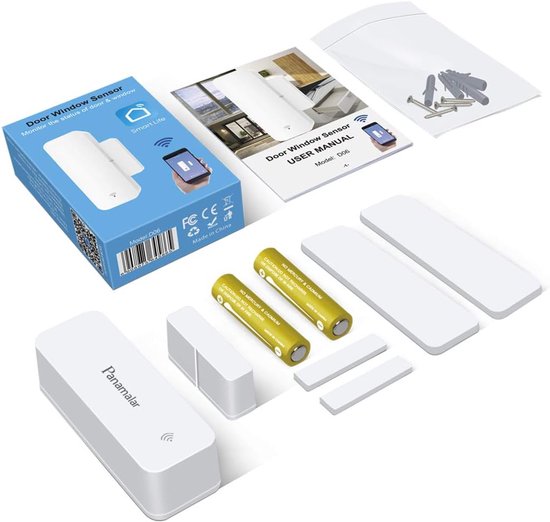Panamalar Deurruit WiFi Sensor Smart Alert – Deur & Raam Sensor – Draadloze Beveiliging – Compatibel met Alexa & Google Home
