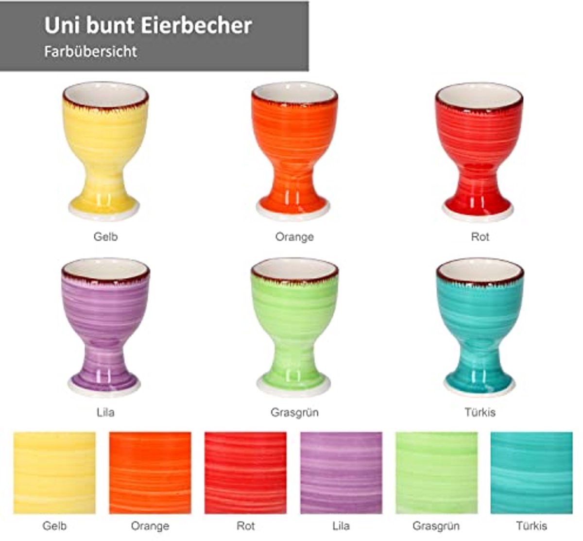 Kleurige set van 6 eierdopjes met voet - Vaatwasmachinebestendig voor een stijlvolle ontbijttafel