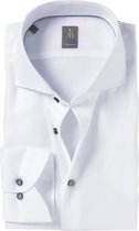 Jacques Britt overhemd - Roma custom fit - structuur - wit - Strijkvriendelijk - Boordmaat: 39