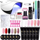 Professionele Poly gel starter kit - Poly Gellak starterspakket - incl. 36 W UV Nageldroger -  Polygel nagels - Nagelvijl - Nagel stickers - Nageltips - Nagelvijl - 6 x 15 ml Polygel - 6 x 5m