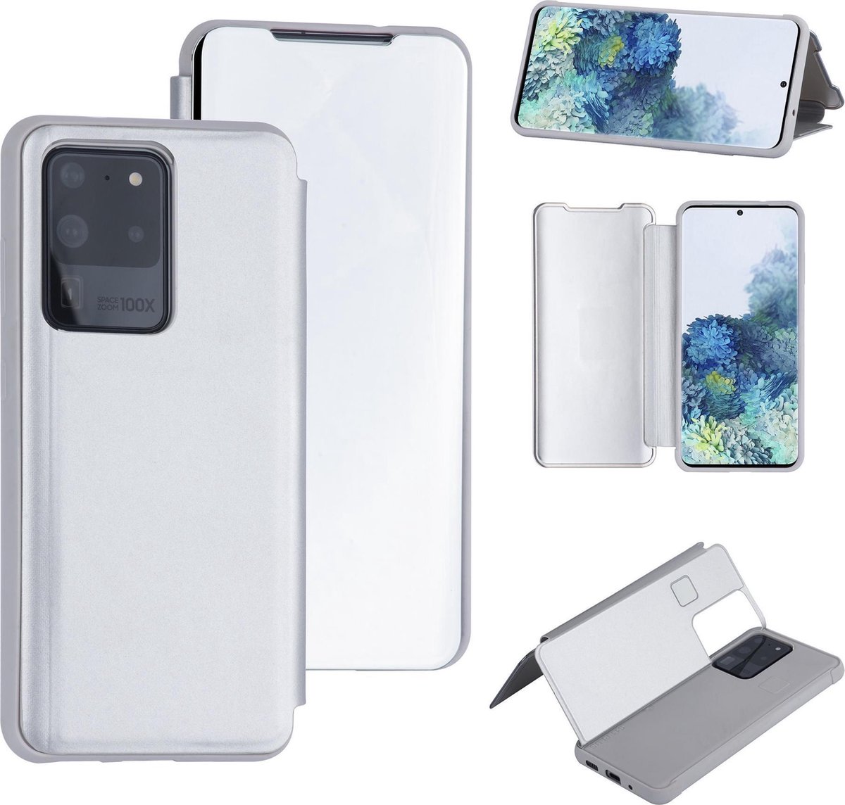 Zilver hoesje Samsung Galaxy S20 Ultra - Book Case