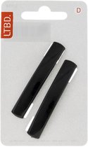 LTBD haarspeld zwart - blister met 2 zwarte haarclips klein - 65 x 8 mm - metaal met zwart hard plastic