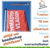 Vlaggenmast draaitop systeem met banieruithouder, 7 meter aluminium cilindrisch 75 mm wit gecoat compleet knop, geleidingsringen, contragewicht en overschuifkoker - 7507w3b