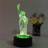 Decoratieve 3D lamp - Vrijheidsbeeld - hologram in 7 kleuren