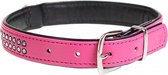 Duvo+ Crystal chic kunstleer halsband Fuchsia 39-47cm/24mm