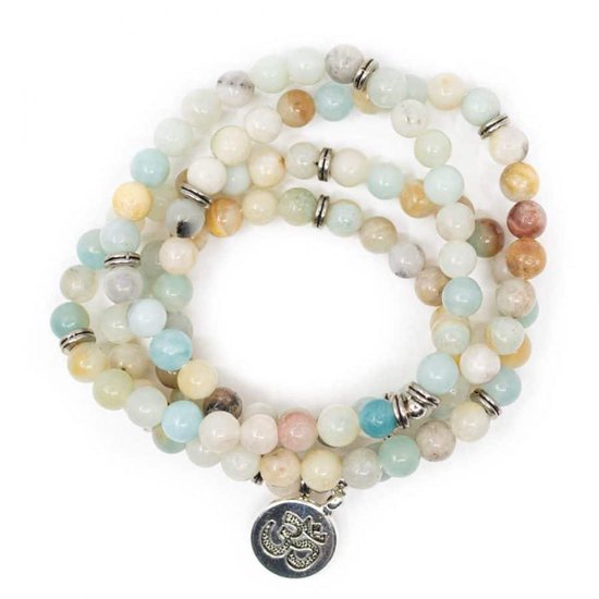 Spiru - Mala Amazoniet - Volwassenen - Armband - Elastisch Met OHM - 11 cm