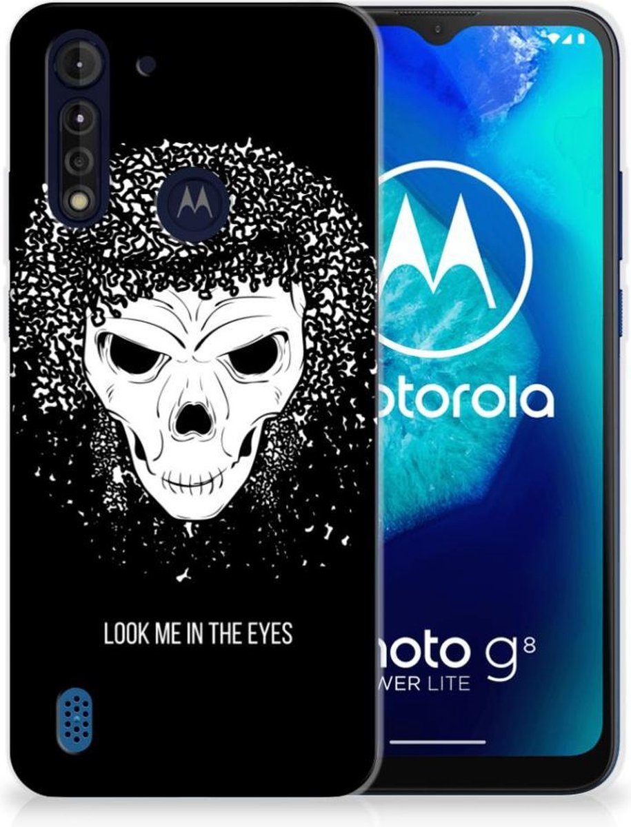 Silicone Back Case Motorola Moto G8 Power Lite Skull Hair