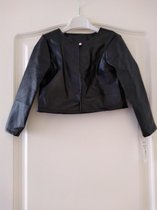 Meisjes leather look jas zwart Maat 158/164