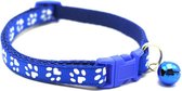 Hondenhalsband & Kattenhalsband Pootjes Blauw Met Bel | Halsband kat | Kattenband | Kattenhalsbandje | Kattenbandje met belletje | Hondenband | Hondenbandje | Geschikt voor kleine