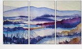 Dream Valley 180x100cm, Drie panelen Katoen Canvas schilderij