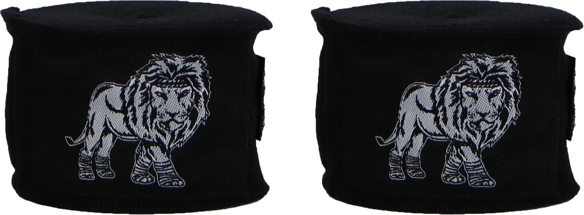 ORCQ Lion boxing handwraps- Boks Wraps - Boksbandages - Kickboks bandage - Paar - 450cm Zwart