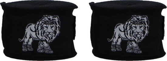 Foto: Orcq lion boxing handwraps boks wraps boksbandages kickboks bandage paar 450cm zwart