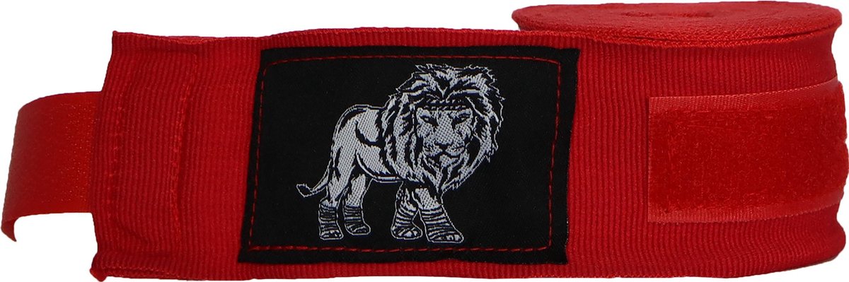 ORCQ Lion boxing handwraps- Boks Wraps - Boksbandages - Kickboks bandage - Paar - 450cm Rood - Orcq