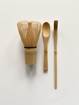 Traditionele japanse Matcha thee kit 3-delig - bamboe klopper - bamboe lepel - handgemaakte matcha accessoires