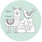 Grote ronde muursticker alpaca mintgroen | Hello Lama | Scandinavische stijl |  voor babykamer, kinderkamer, meisjeskamer | wanddecoratie accessoires | cirkel afm. 80 x 80 cm