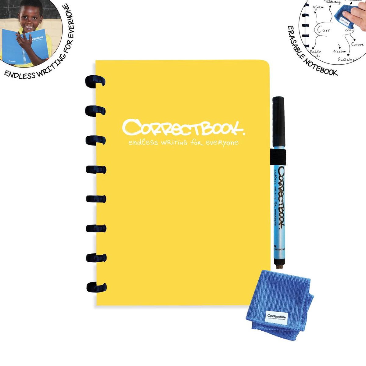 Correctbook Original Yellow A5 blanco - Uitwisbaar / Whiteboard Notitieboek