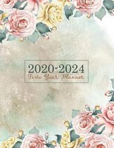 2020-2024 Five Year Planner: Beautiful Floral Design 5 Years Monthly Planner and Organizer Design for Appointment Calendar with Monthly Goal, To-Do