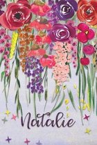 Natalie: Personalized Lined Journal - Colorful Floral Waterfall (Customized Name Gifts)