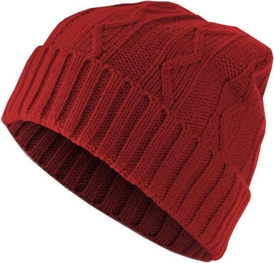 MSTRDS - Beanie Cable Flap red one size Beanie Muts - Rood