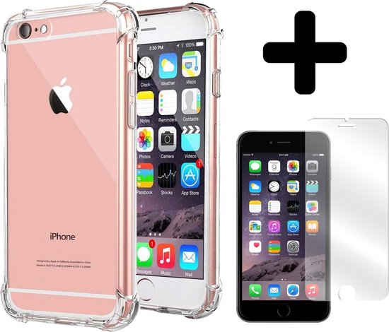 Hoesje Geschikt voor iPhone 6 Hoesje Siliconen Shock Proof Case Hoes - Hoes Geschikt voor iPhone 6 Hoes Cover Case Shockproof - Transparant