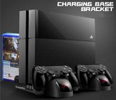 Tradeflix Playstation 4 Dual Oplaadstation | Charging Docking Station | Controller Voeding Laadstation | Playstation 4 Accesoires | Cooling Station | Game Storage | Vertical USB Charging|