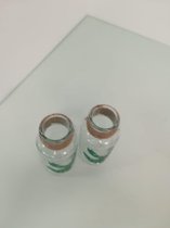 Waxinelichthouder - glas - 2 stuks - met 3 dichte bladeren als opdruk