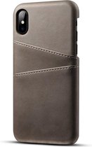 Card Case voor Apple iPhone X | iPhone Xs | PU Leren Back Cover | Luxe Telefoonhoesje | Pasjeshouder | Grijs